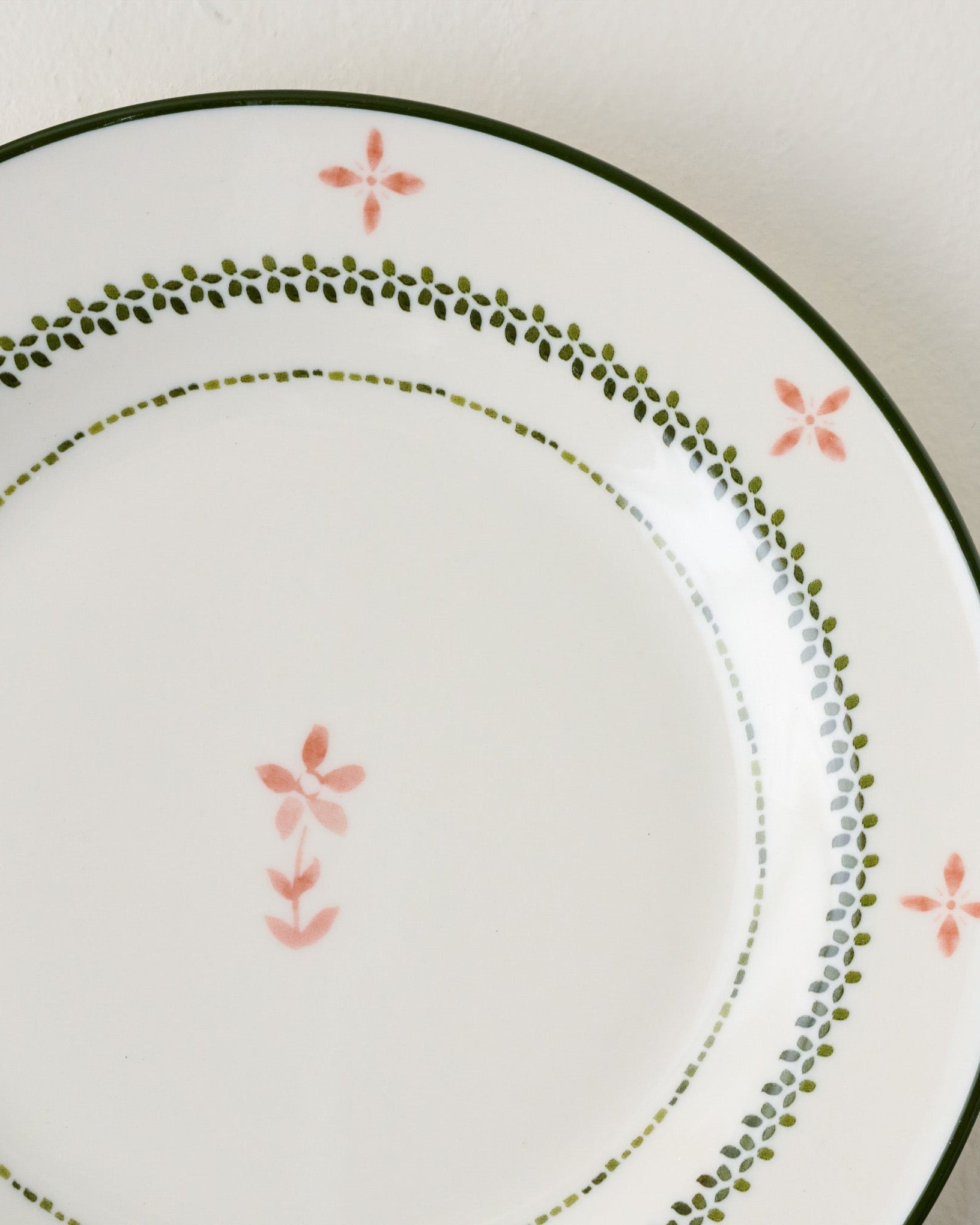 Green Luna Floral Salad Plate