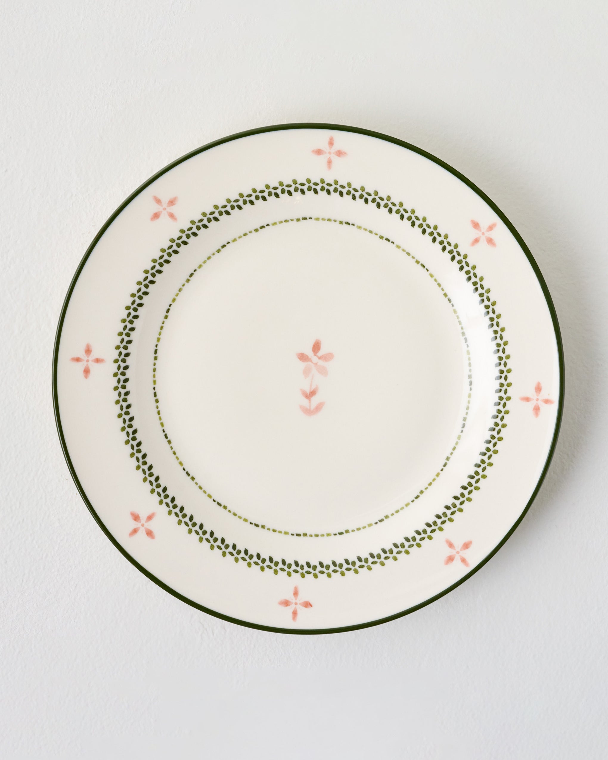 Green Luna Floral Salad Plate