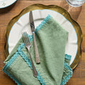 Green Crochet Edge Napkin Set of Four