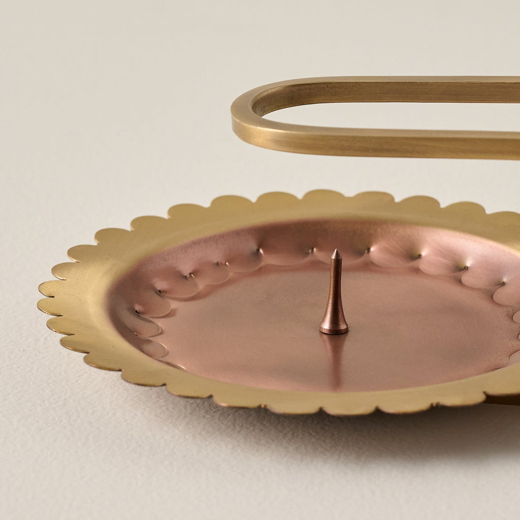 Hammered Copper and Brass Candle Holder