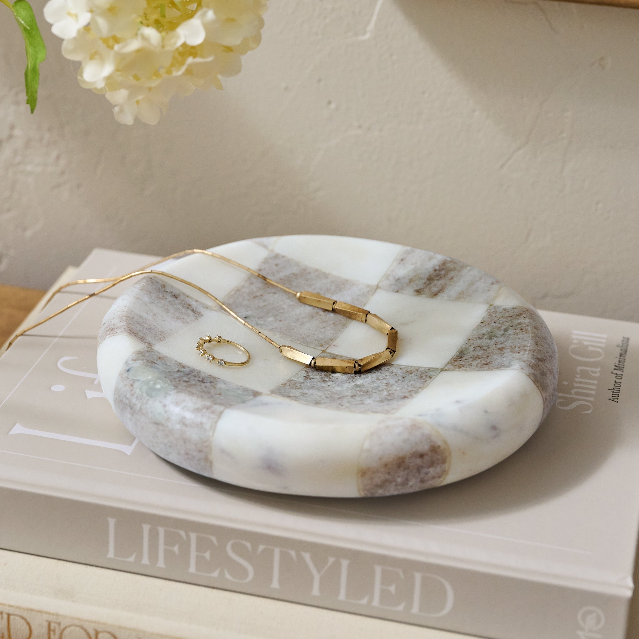 Everett Checkered Marble Trinket Tray