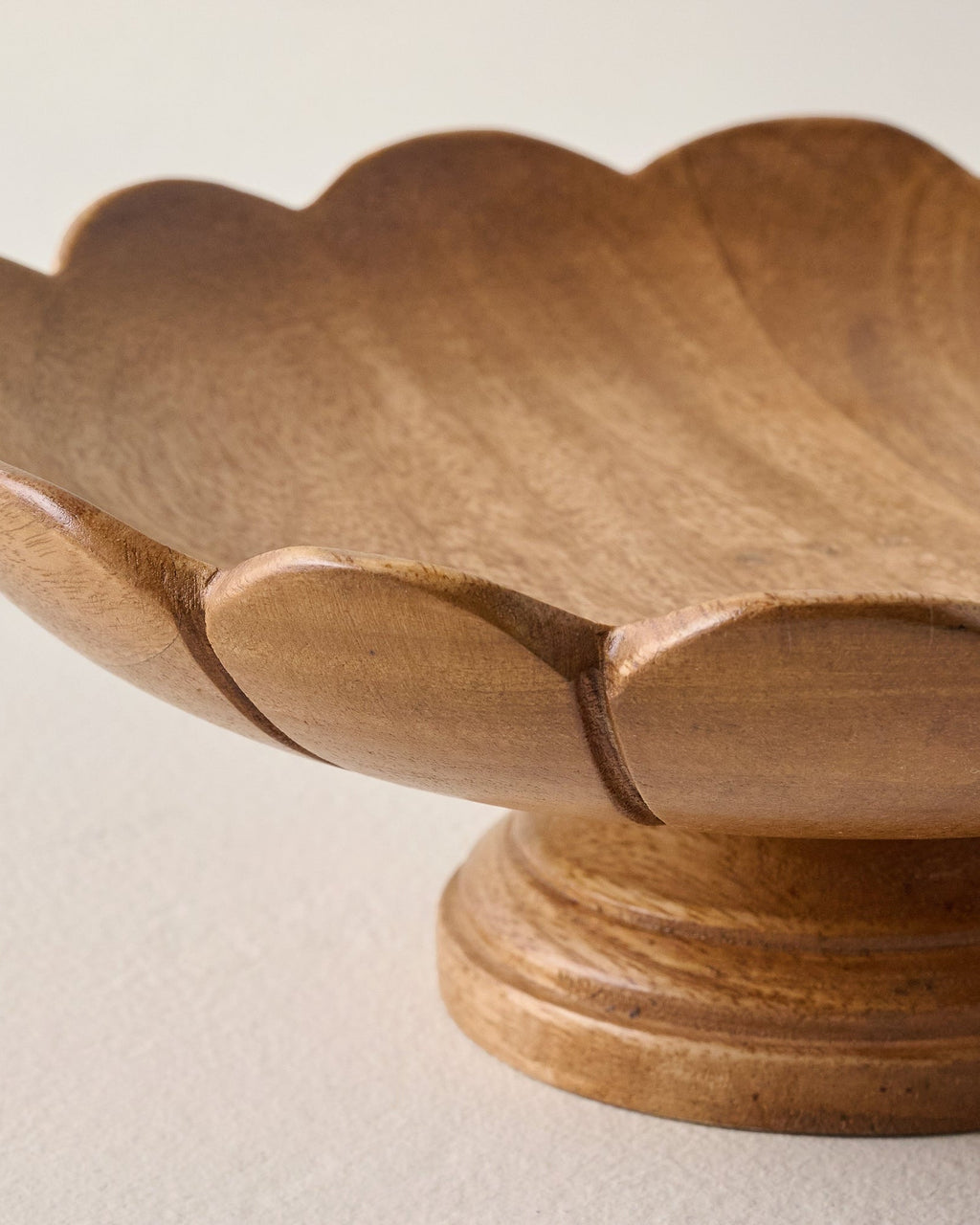 Decorative Antiqued Wood Footed Bowl