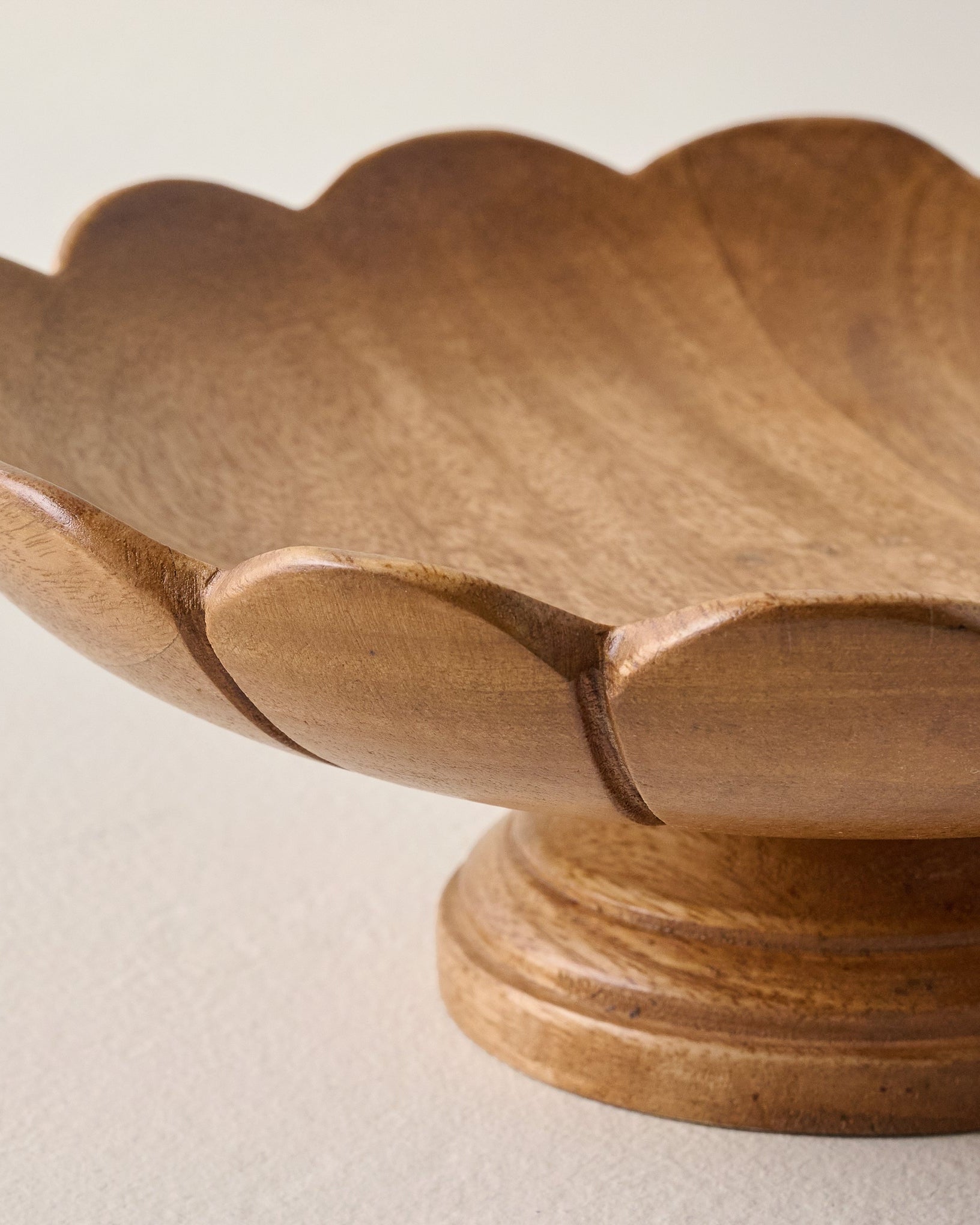 Decorative Antiqued Wood Footed Bowl