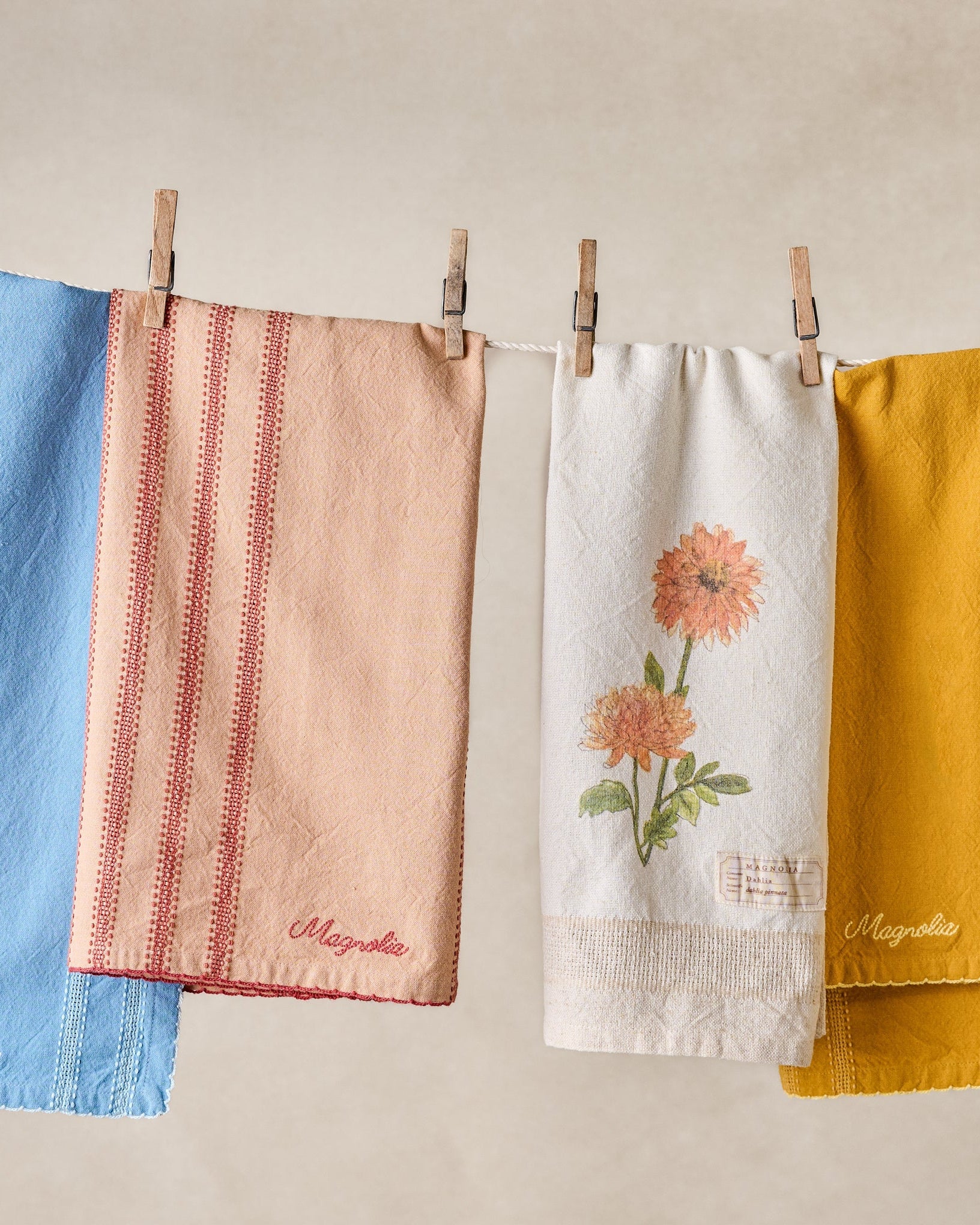 Magnolia Dahlia Garden Tea Towel