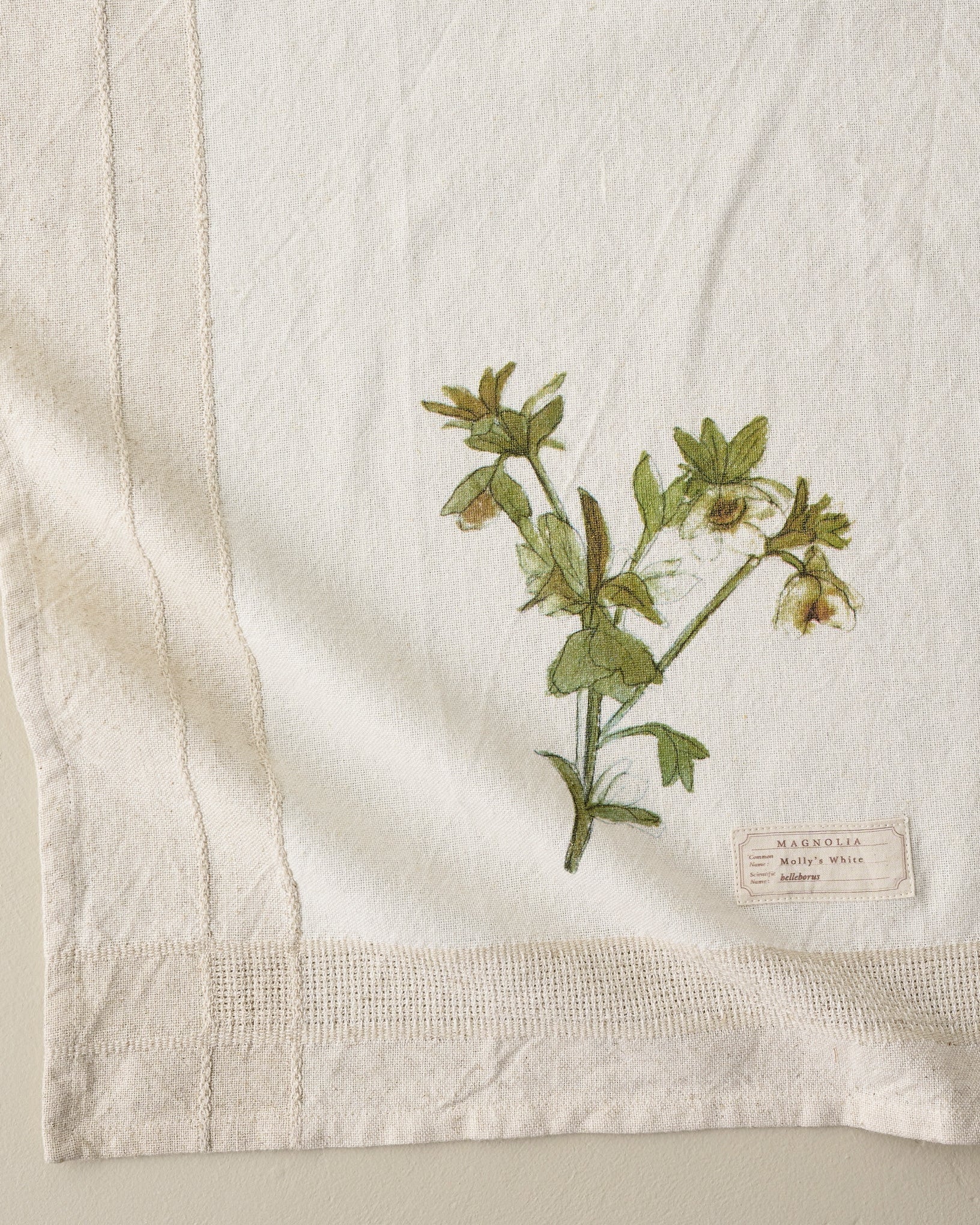 Magnolia Molly's White Garden Tea Towel