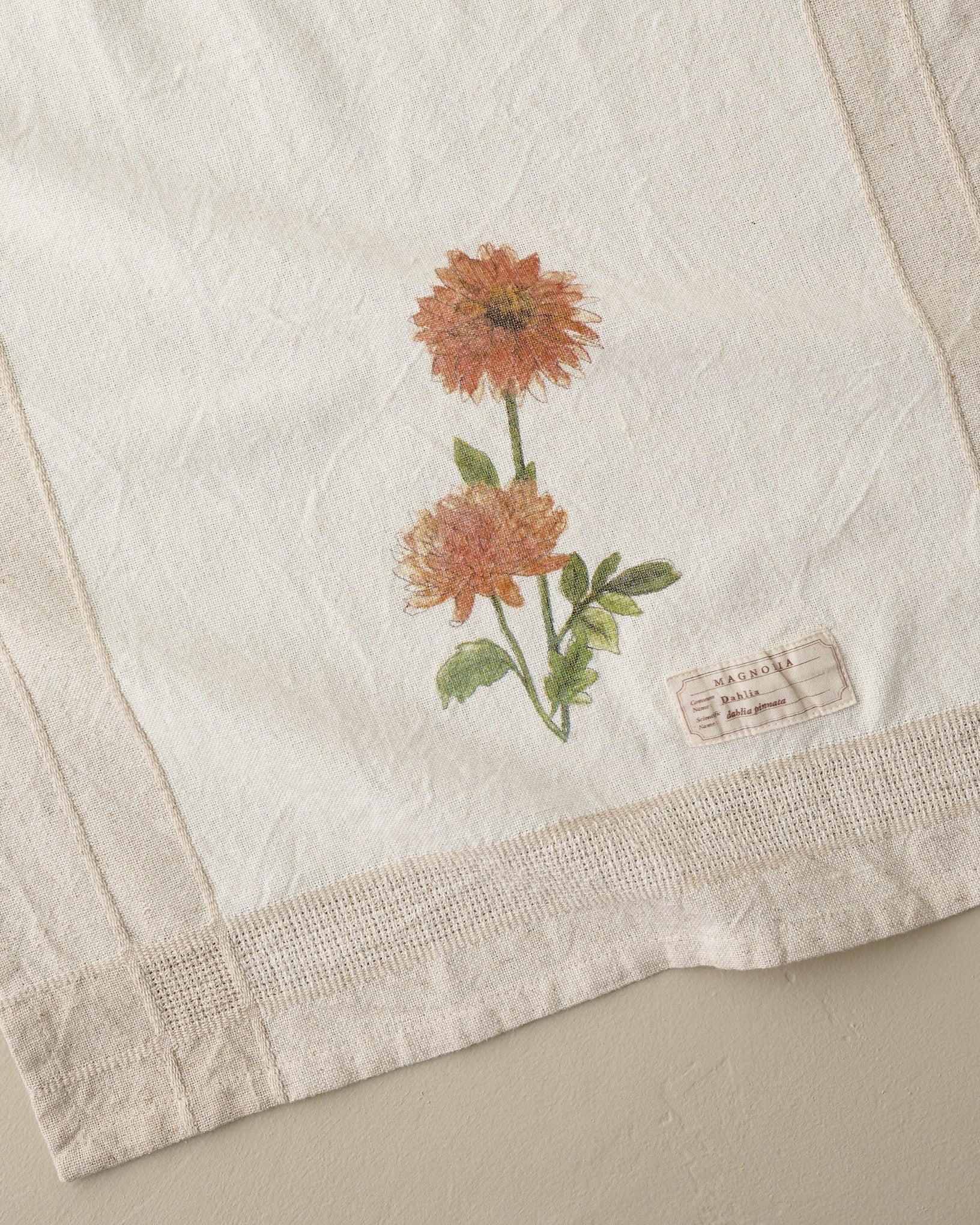 Magnolia Dahlia Garden Tea Towel
