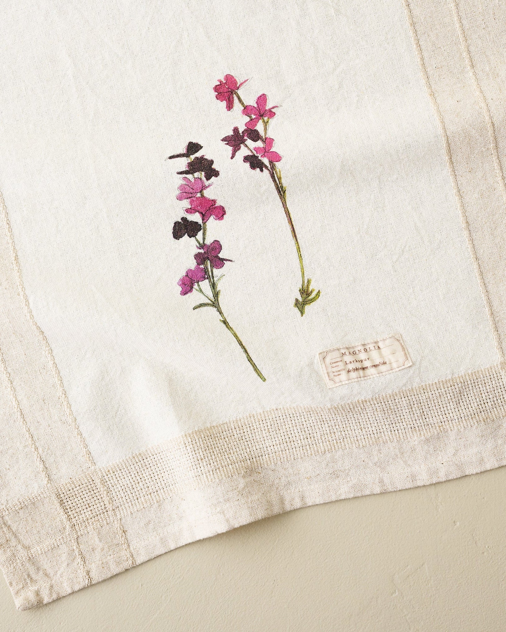 Magnolia Larkspur Garden Tea Towel