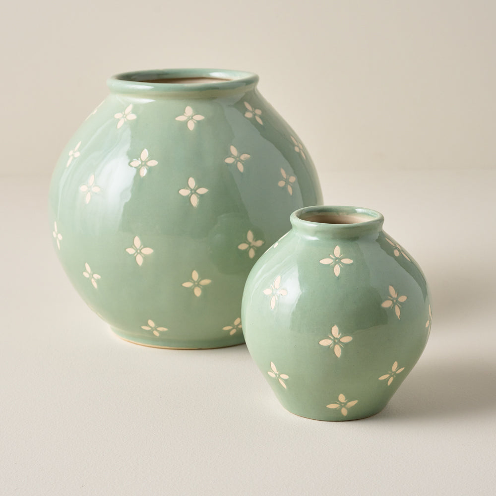 Green and White Luna Vase