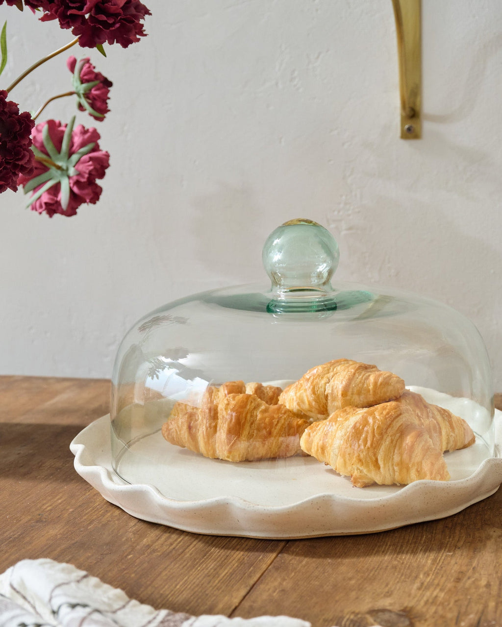 French White Ruffle Cake Plate + Dome
