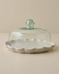 French White Ruffle Cake Plate + Dome