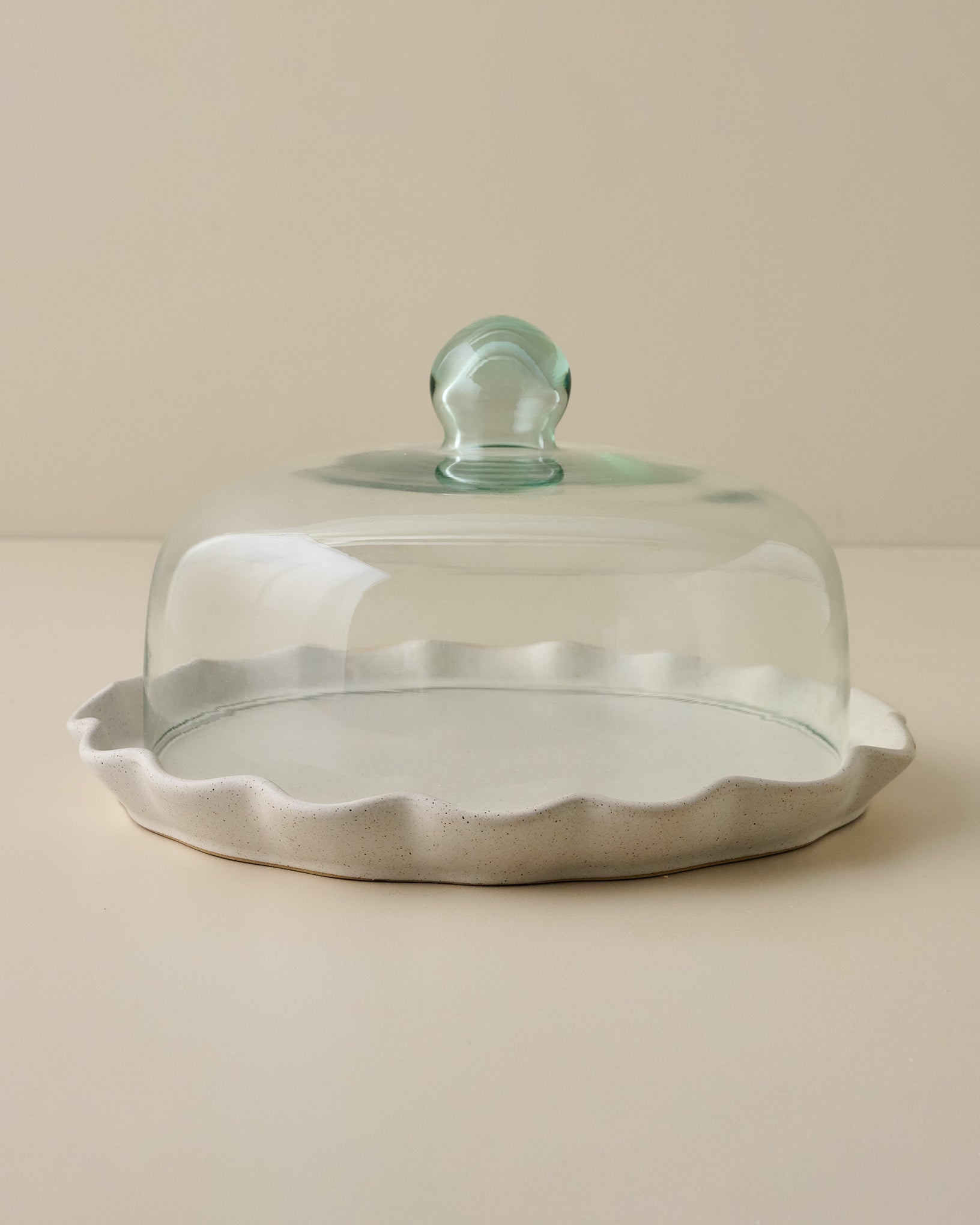 French White Ruffle Cake Plate + Dome