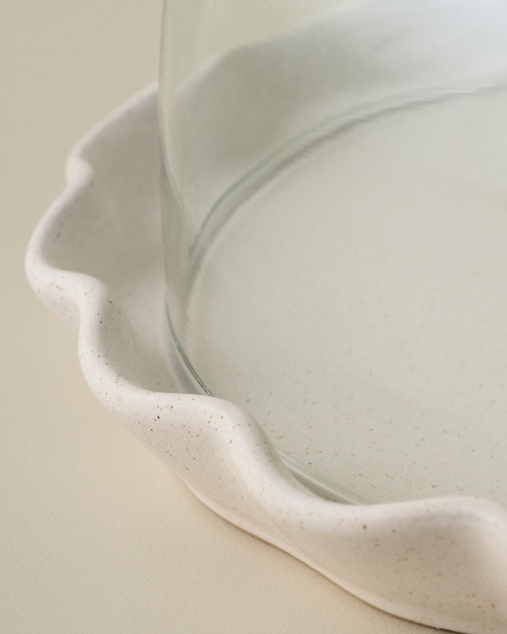 French White Ruffle Cake Plate + Dome
