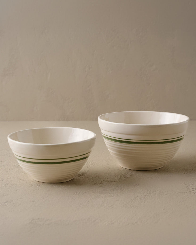 The Cottage Collection Forest Green Striped Mixing Bowl Set