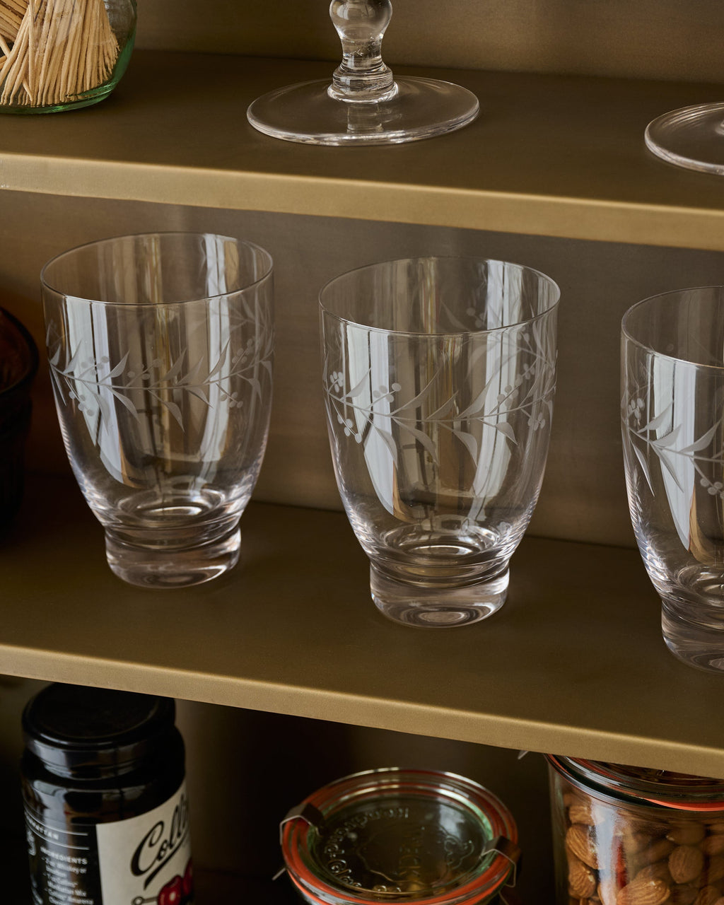 Vintage-Inspired Etched Glass Tumbler