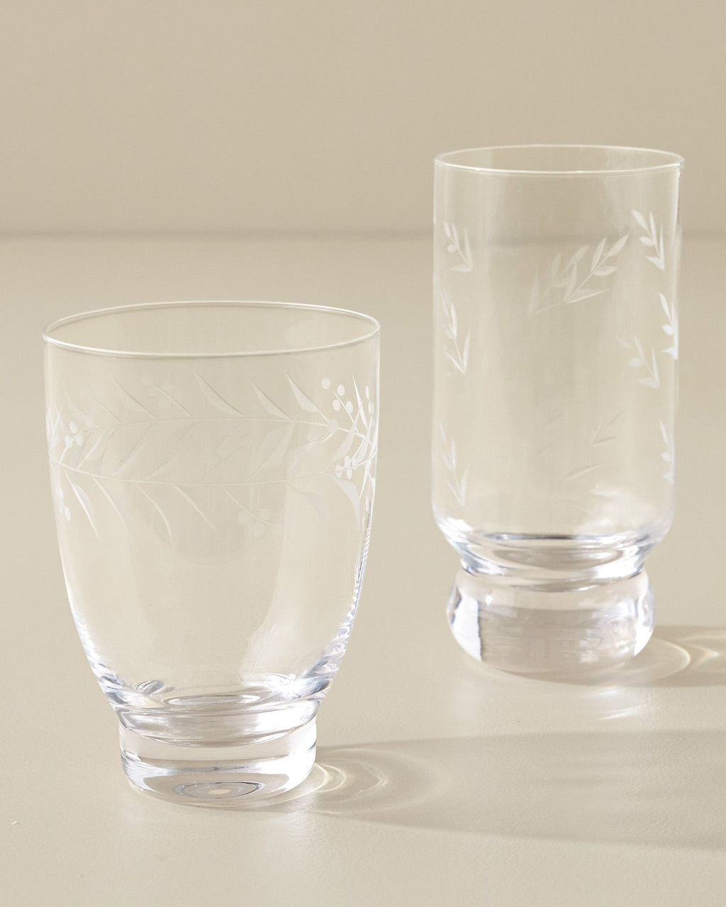 Vintage-Inspired Etched Glass Tumbler