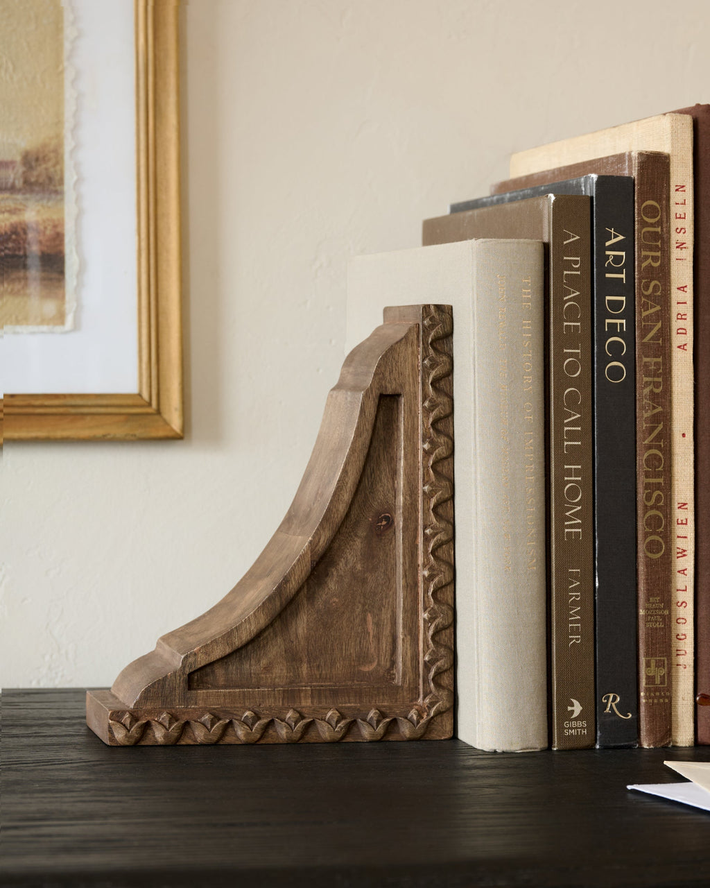 Warren Hand Carved Wood Bookends
