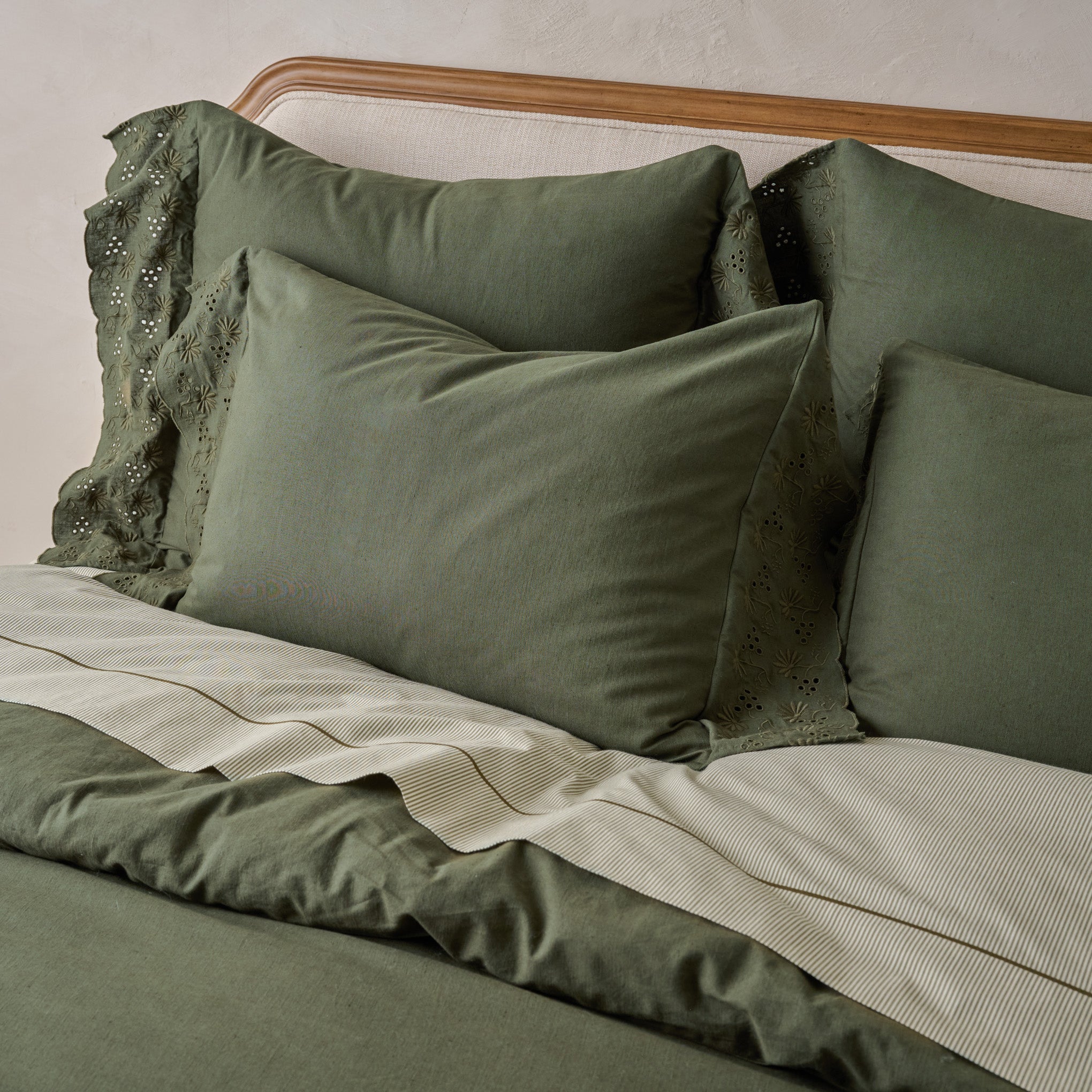Olive Night Clara Eyelet Flange Quilt + Sham Set (King)