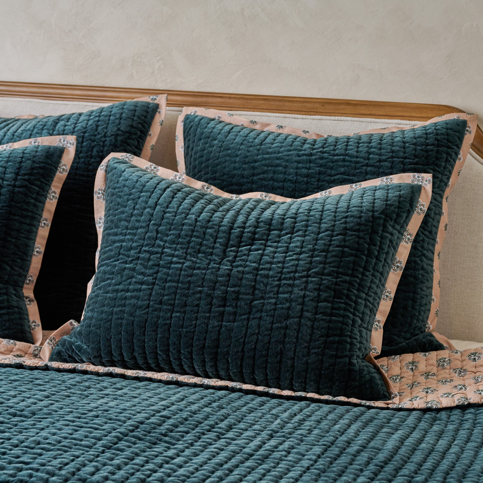 Magical Forest Audrey Velvet Block Print Quilt + Sham Set (King)