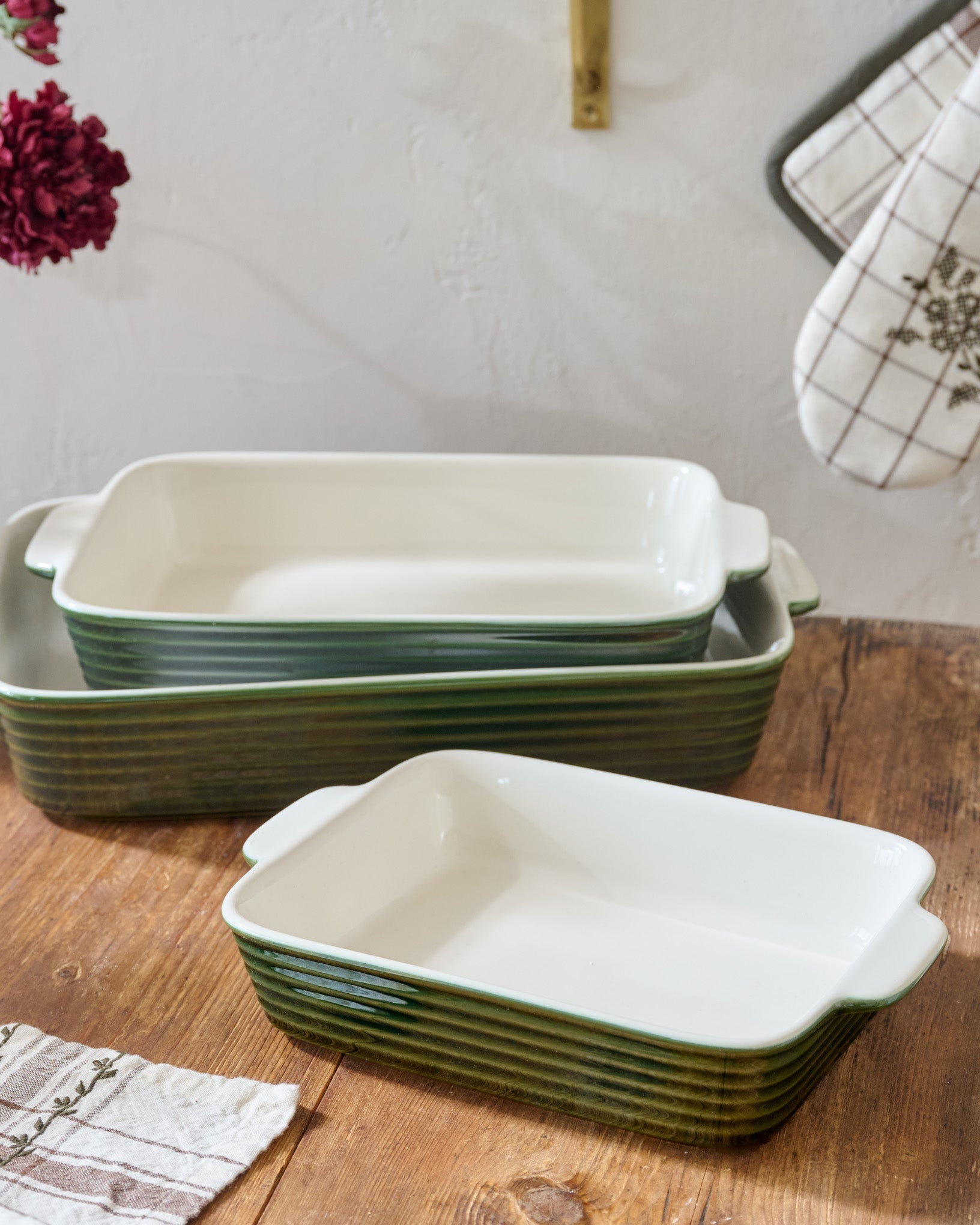The Cottage Collection Forest Green Baking Dish Set of Three