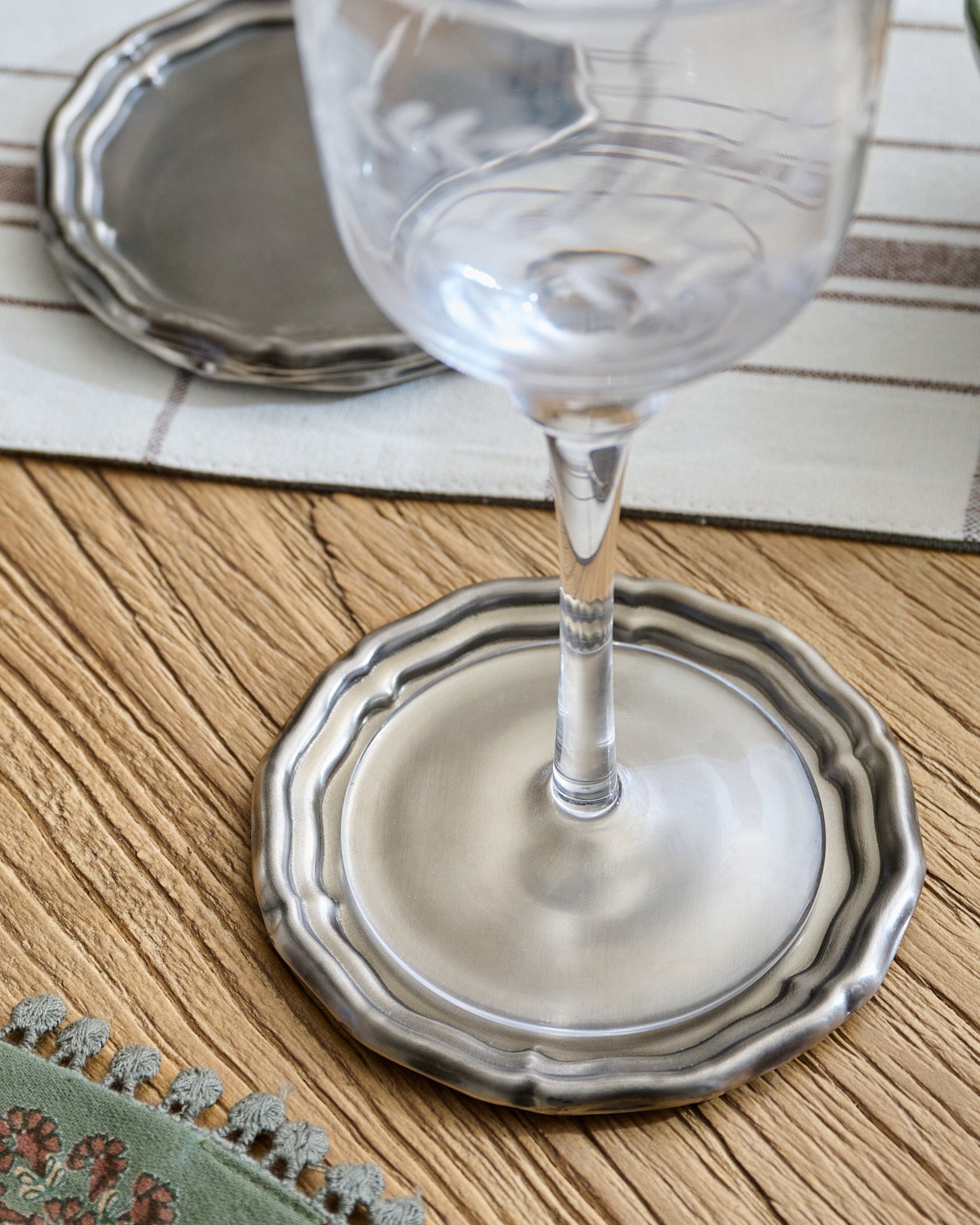 Vintage-Inspired Pewter Coaster Set