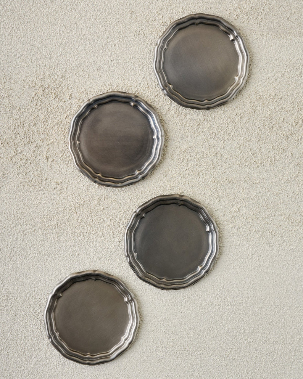 Vintage-Inspired Pewter Coaster Set