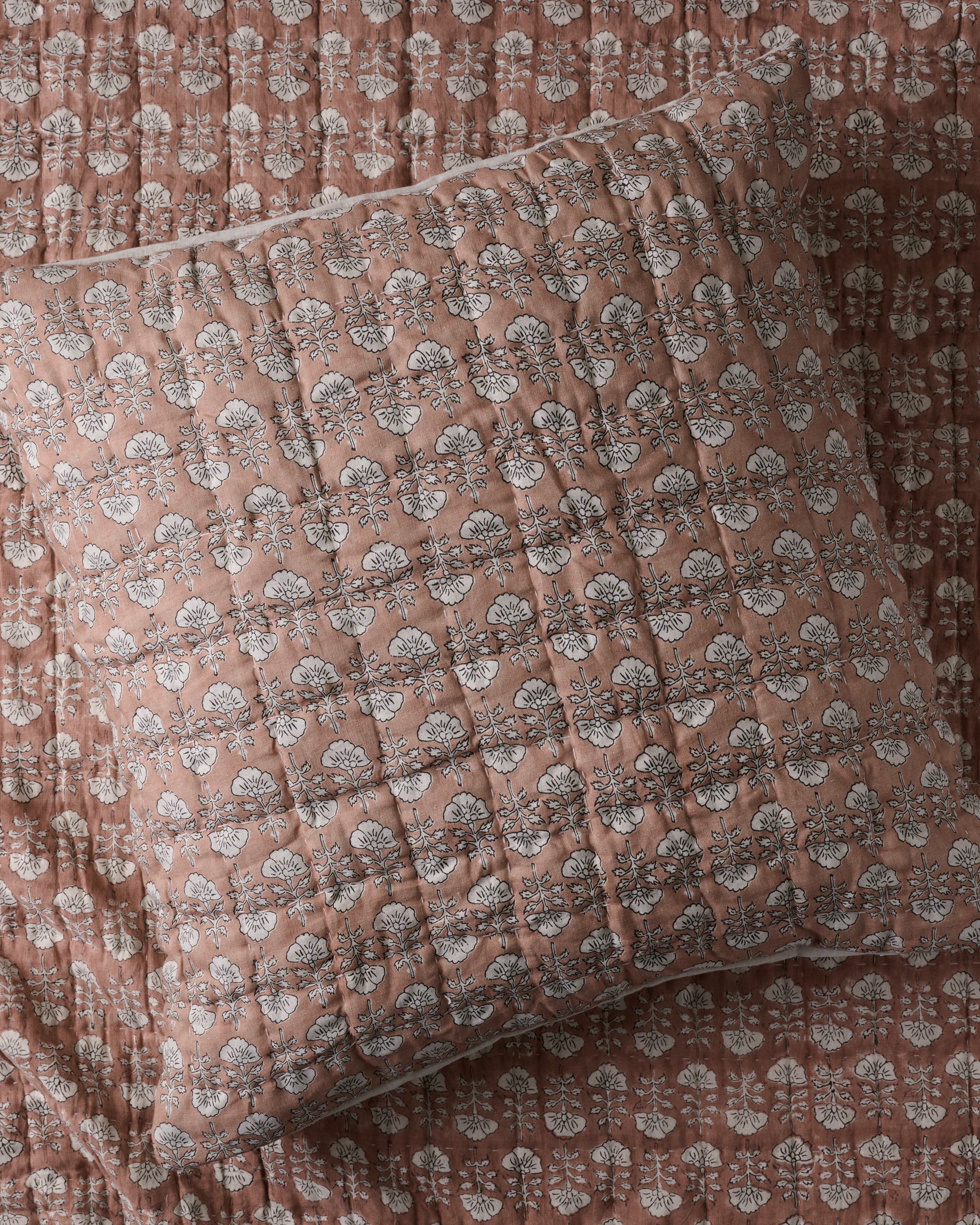 Flora Block Print Pillow Sham - Desert Clay