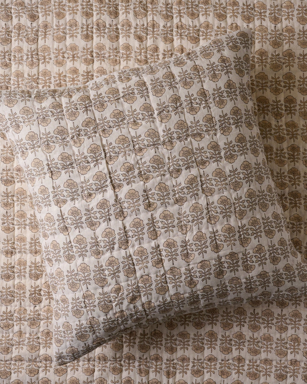 Flora Block Print Pillow Sham - Natural