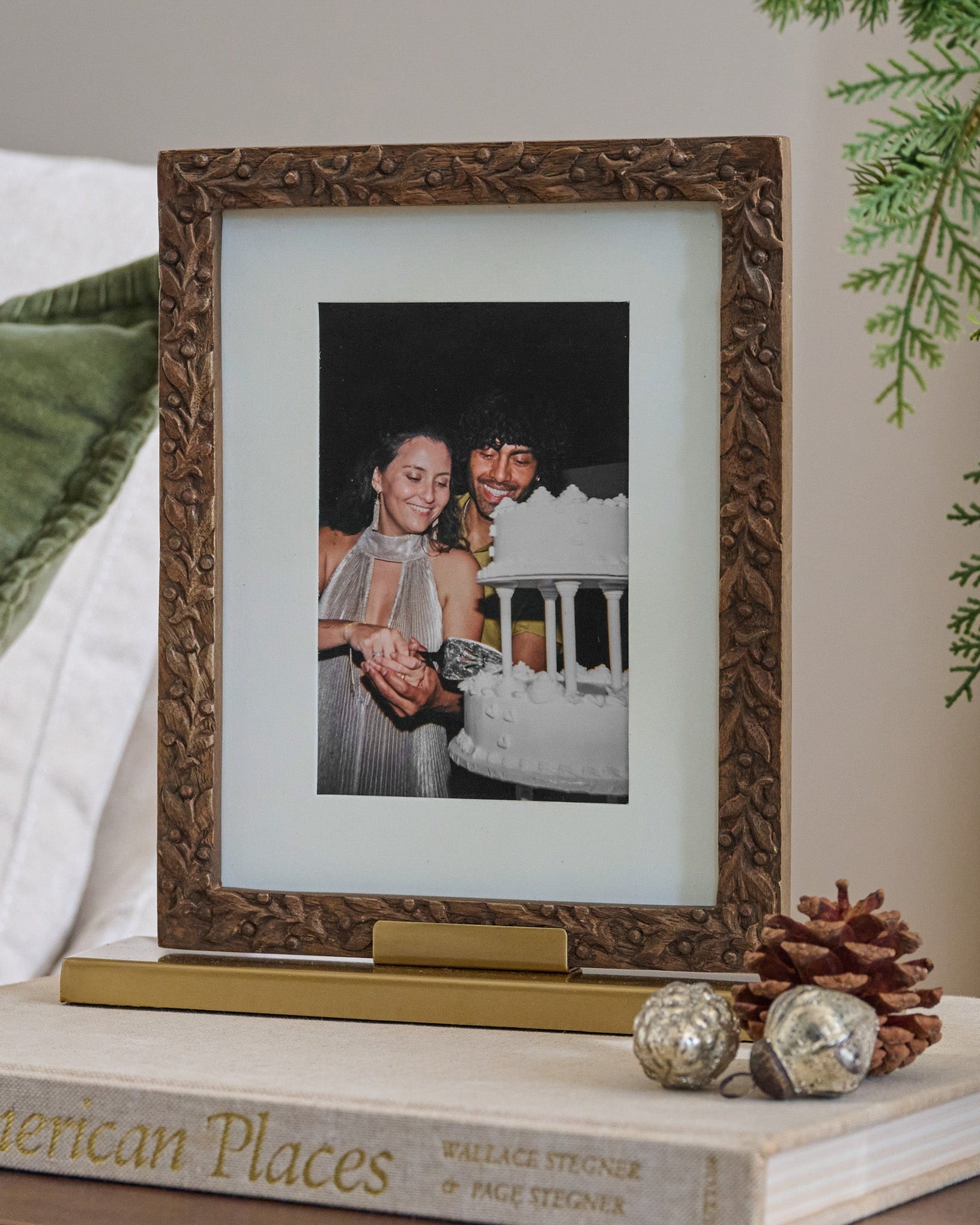 Eleanor Carved Wood and Brass Frame