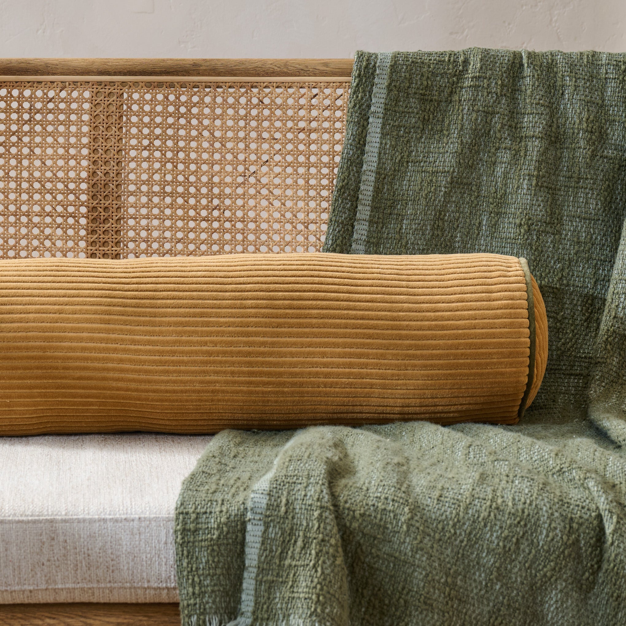 Channeled Velvet Bolster Pillow