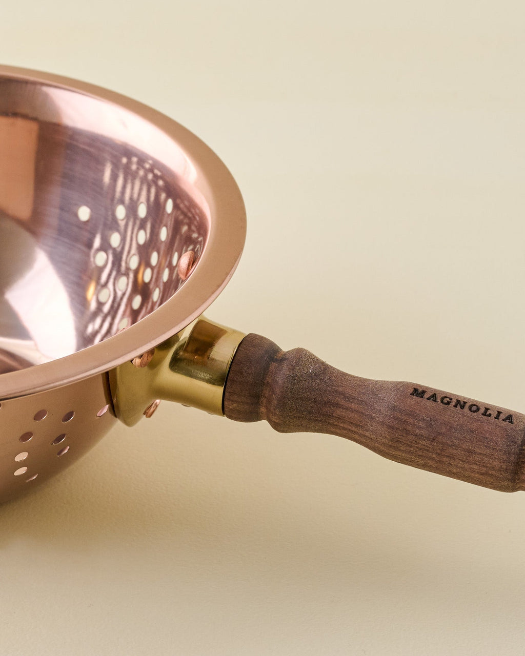 Walnut Handle Copper Colander