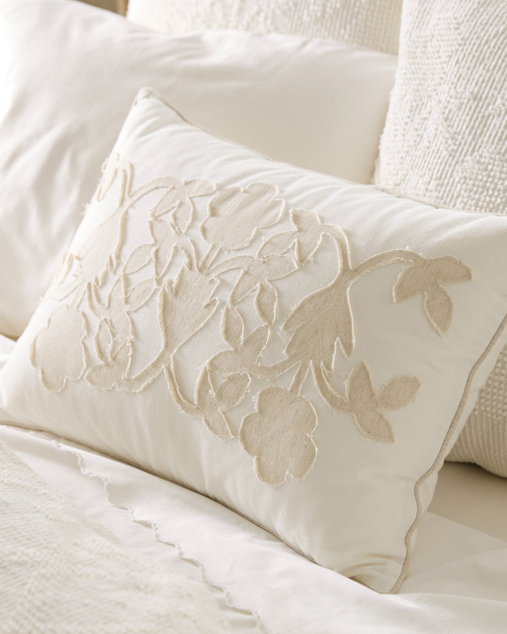 Floral Applique Lumbar Pillow