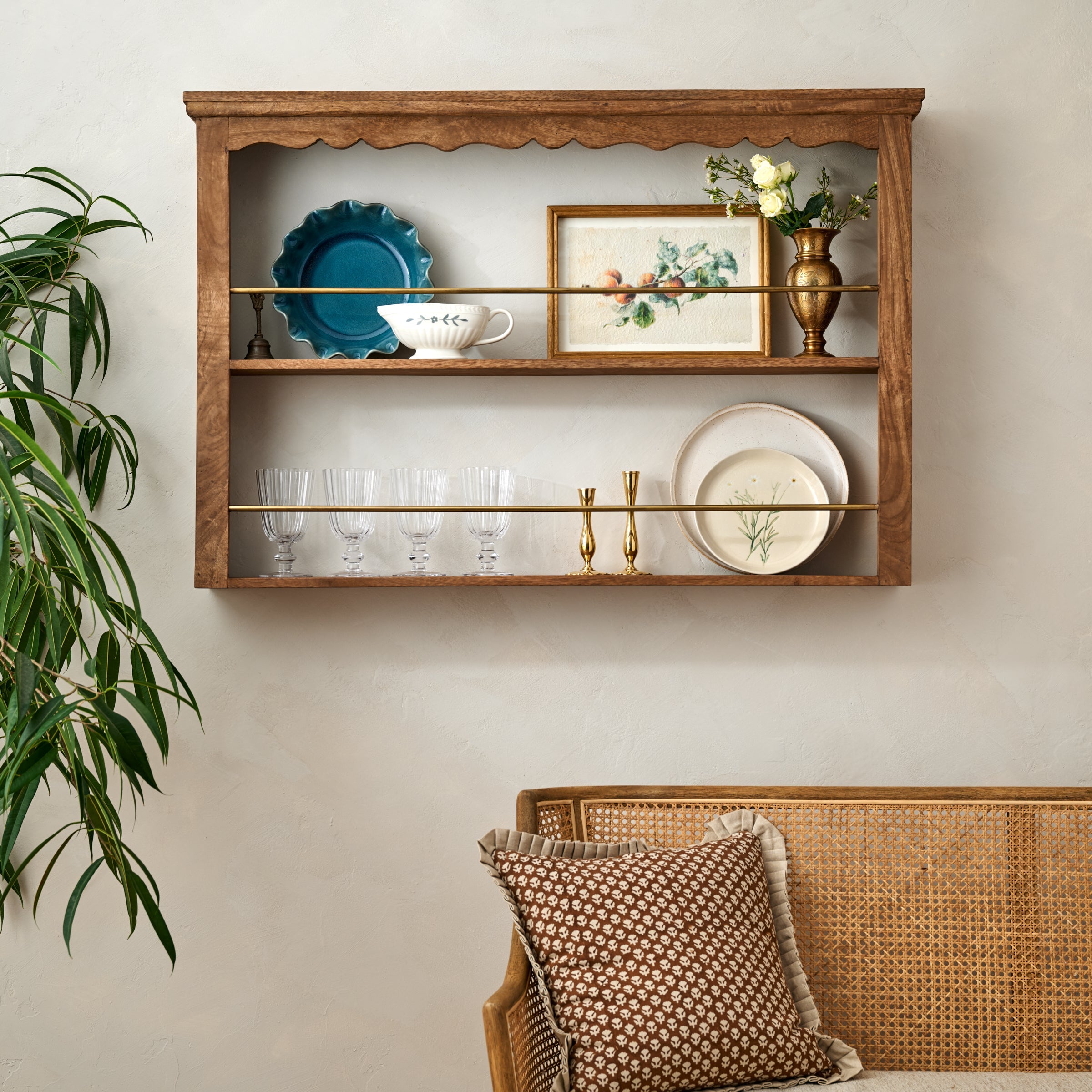Jolene Wood and Brass Display Shelf