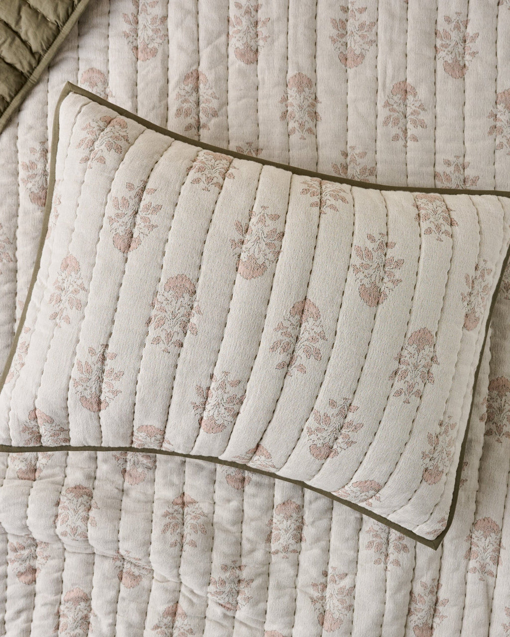 Floral Jacquard Kantha Quilted Sham