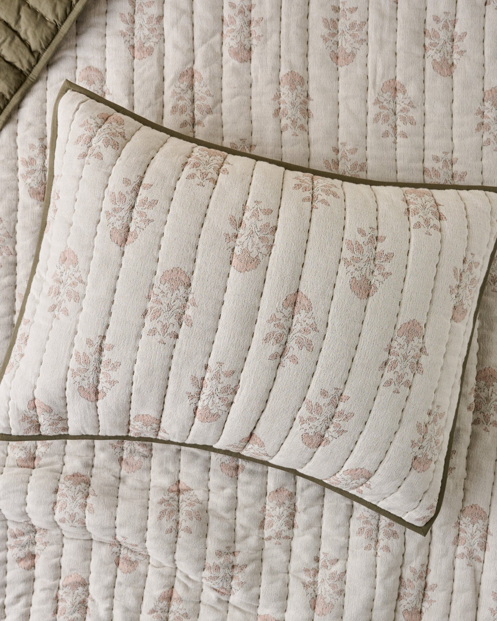 Floral Jacquard Kantha Quilted Sham