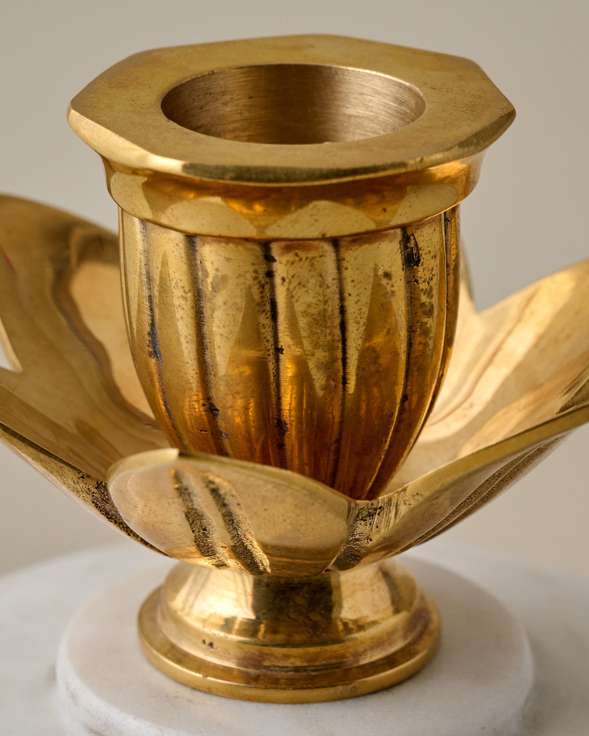 Marble and Brass Tulip Candleholder