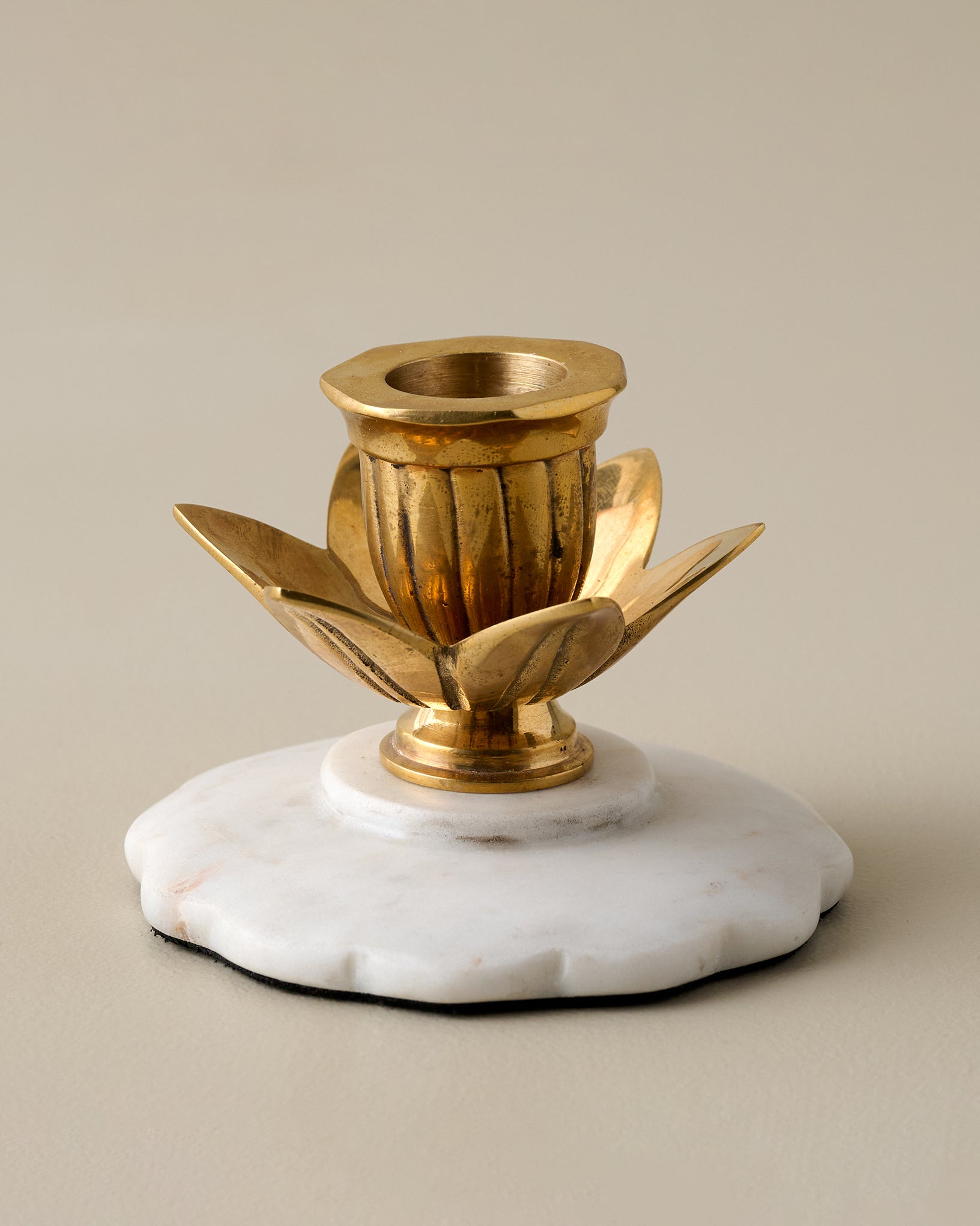 Marble and Brass Tulip Candleholder