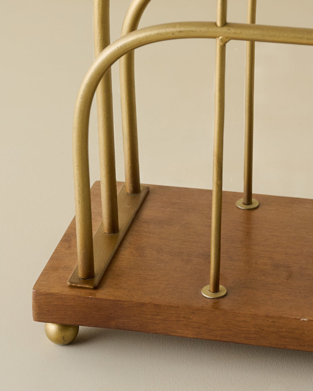 Short Antique Brass and Wood Media Stand