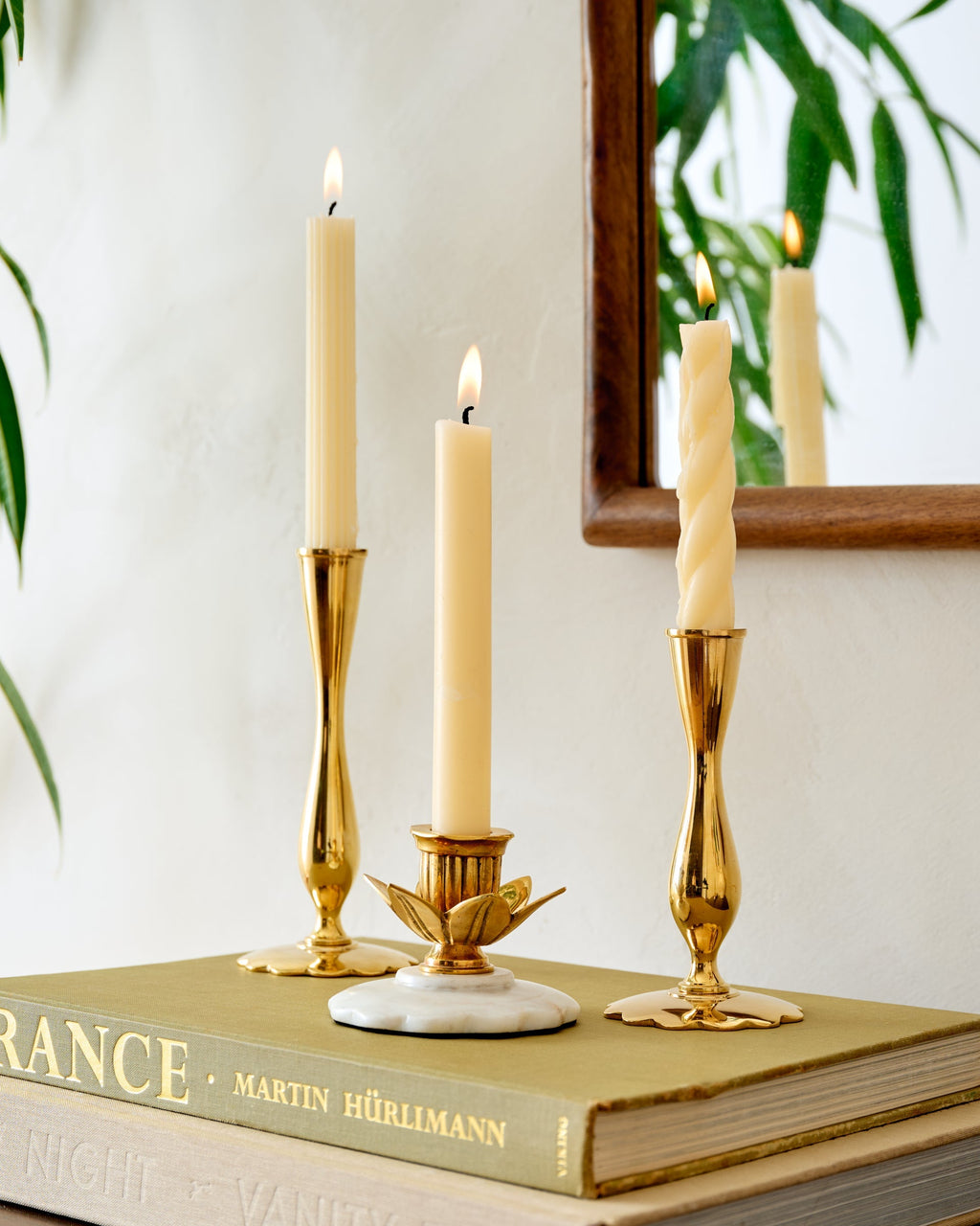 Marble and Brass Tulip Candleholder