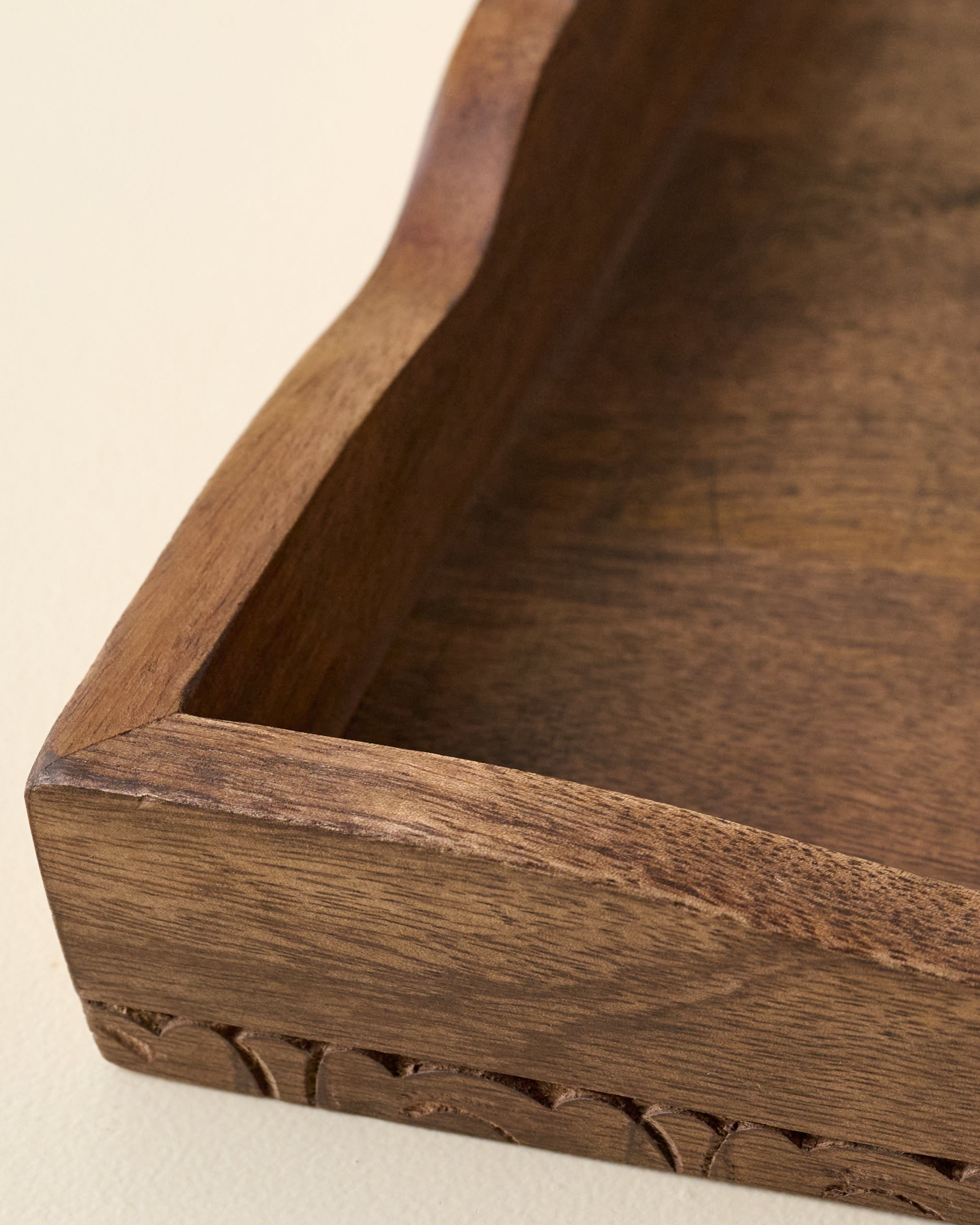 Caroline Carved Wood Scalloped Tray