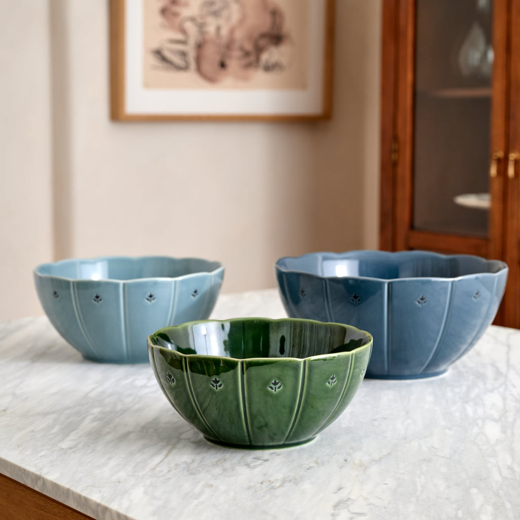 Luna Scalloped Mixing Bowl Set of Three