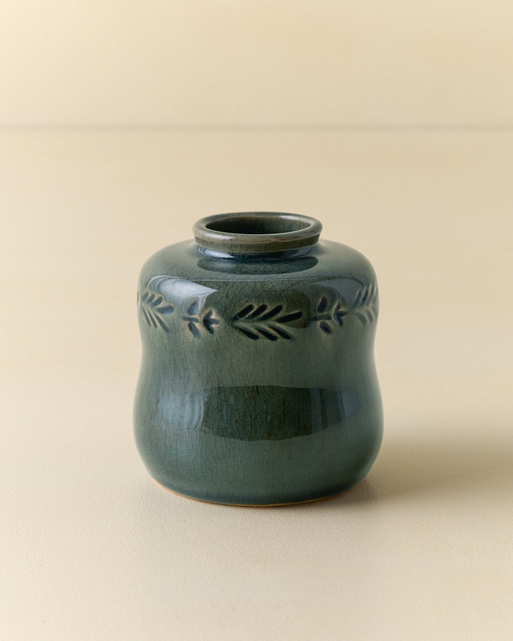 Floral Glazed Debossed Bud Vase