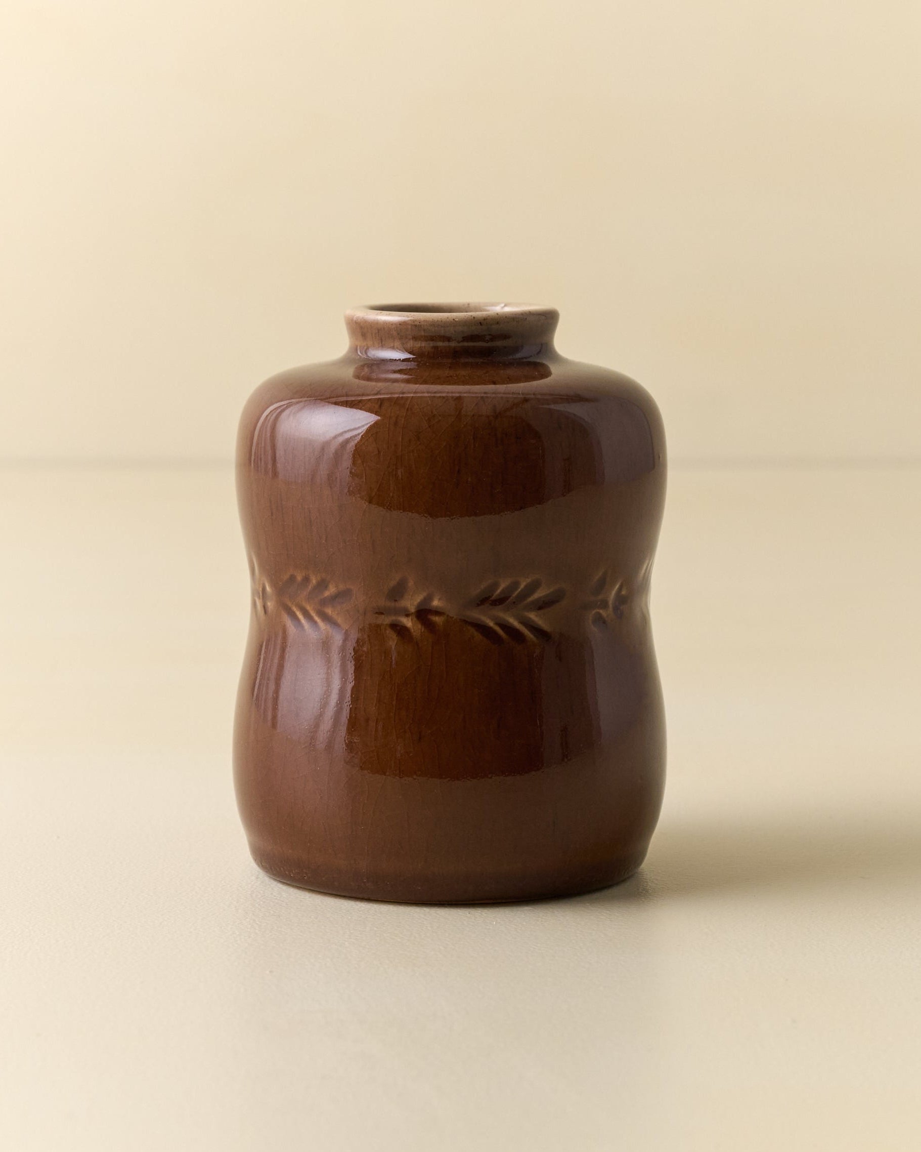 Floral Glazed Debossed Bud Vase