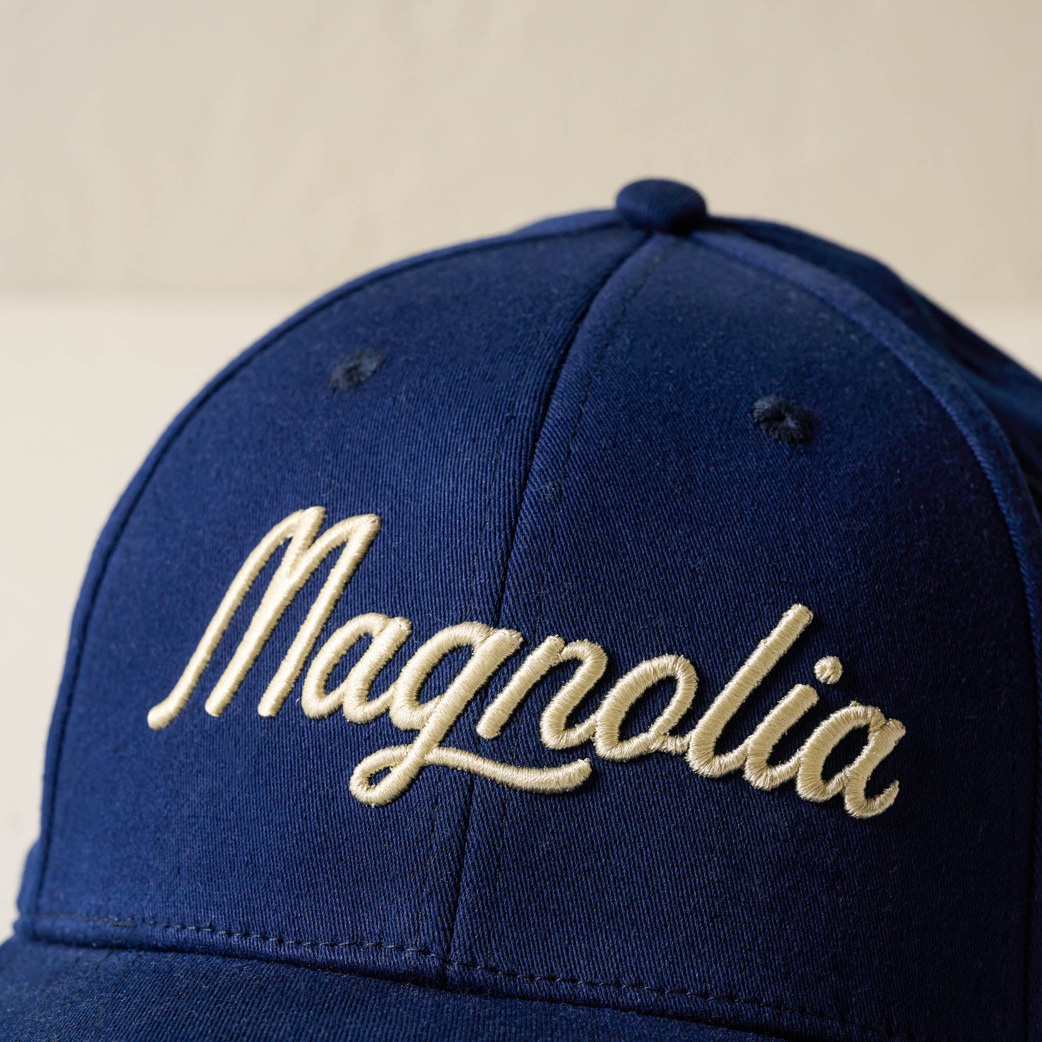 Magnolia Script Embroidered Navy Hat