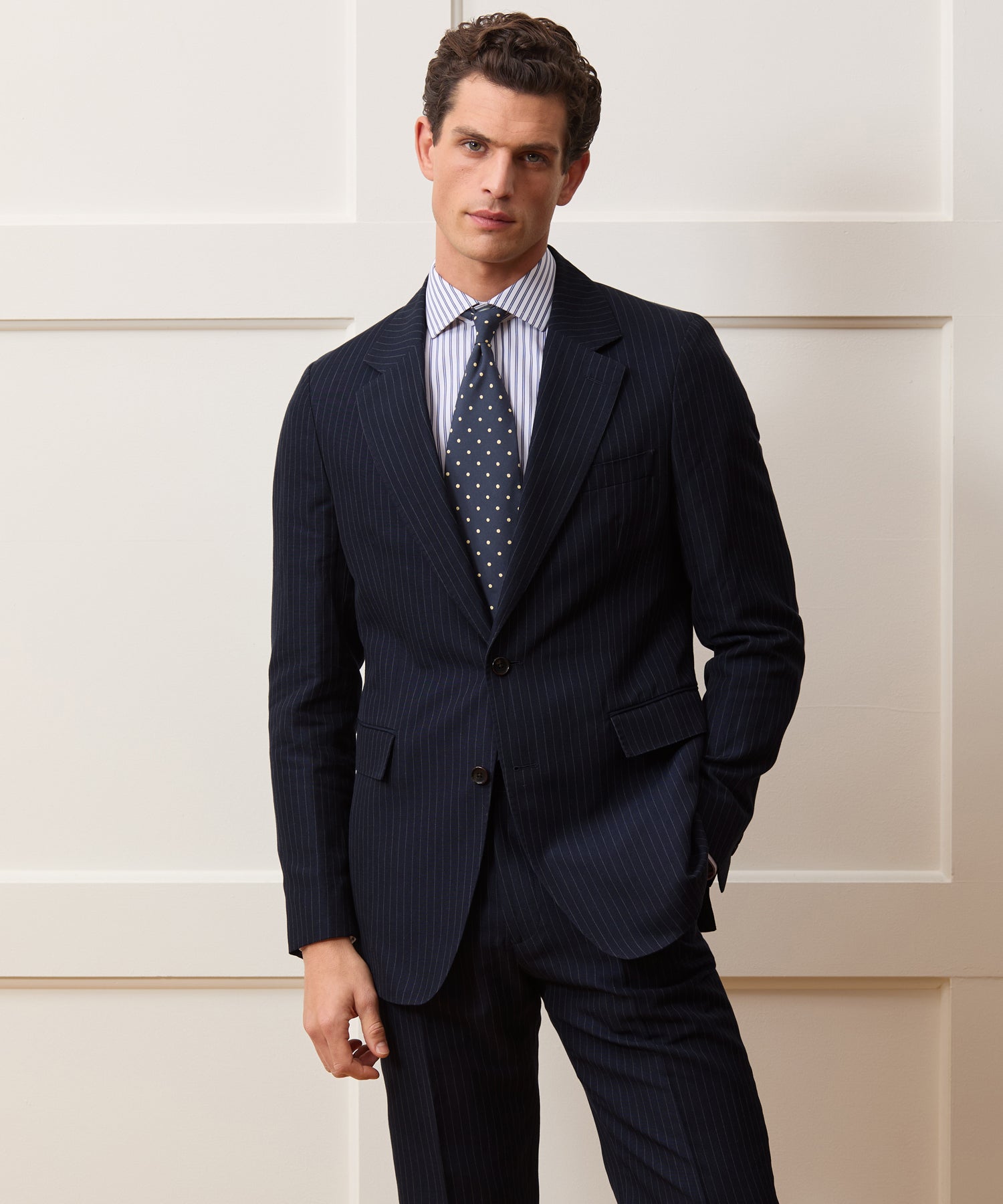 Italian Cotton-Linen Pinstripe Sutton Suit