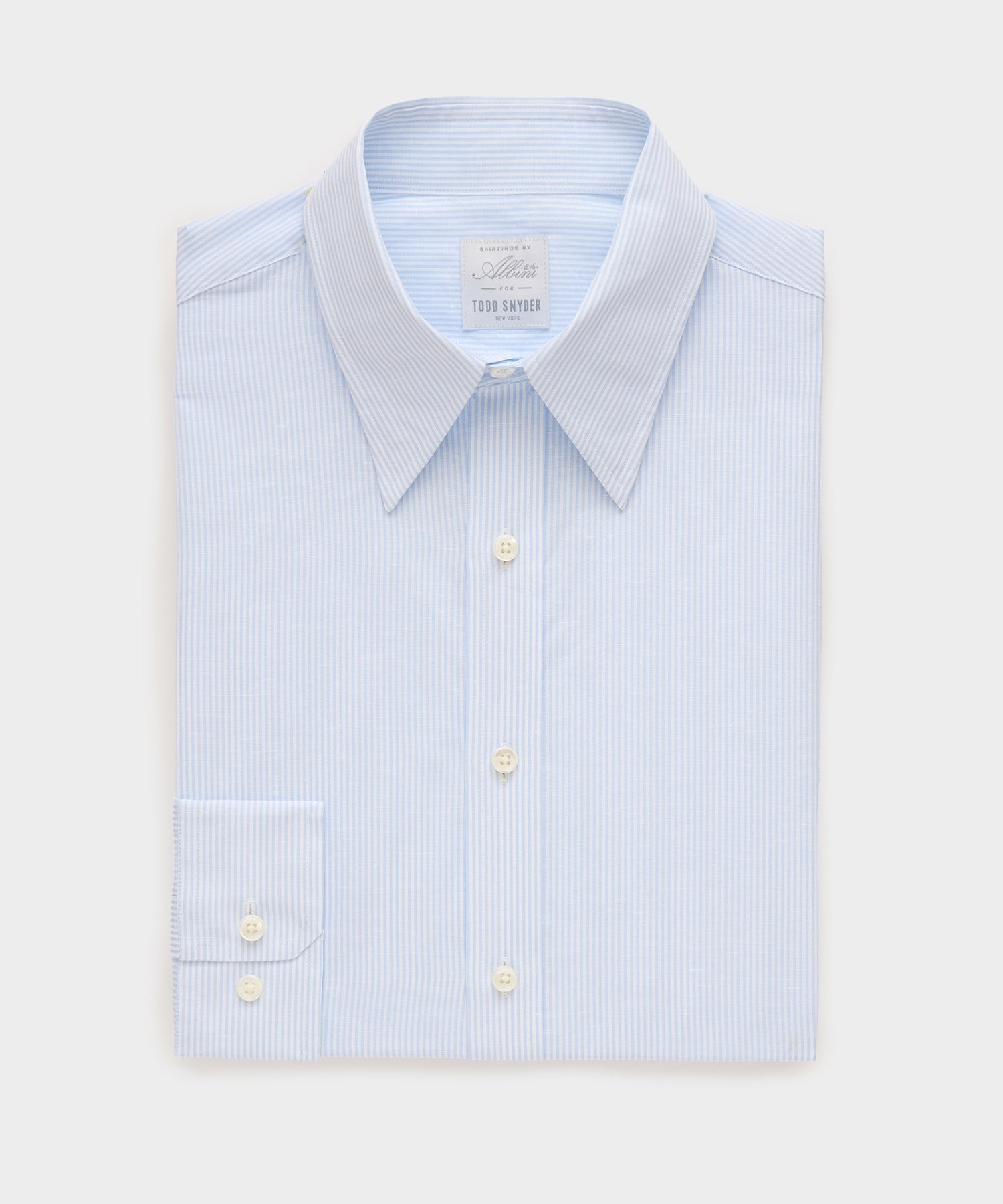 Italian Cotton-Linen Long Point Collar Dress Shirt