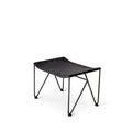 Saddle Leather Ottoman in Blue with Natural Steel Base