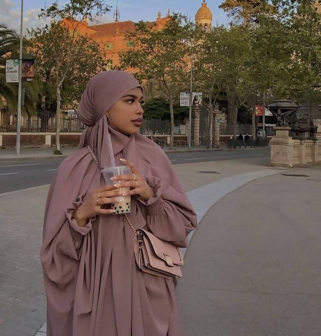 Two Piece Jilbab Set Semi Frill Cinched Cuff All Sized 12+ Colors