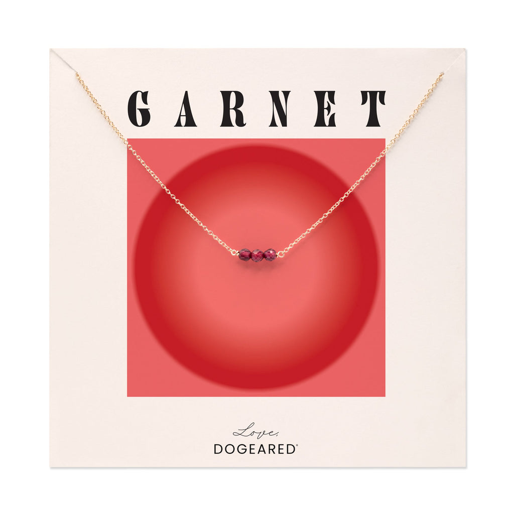 January Birthstone Three Gem Necklace with Faceted Garnets