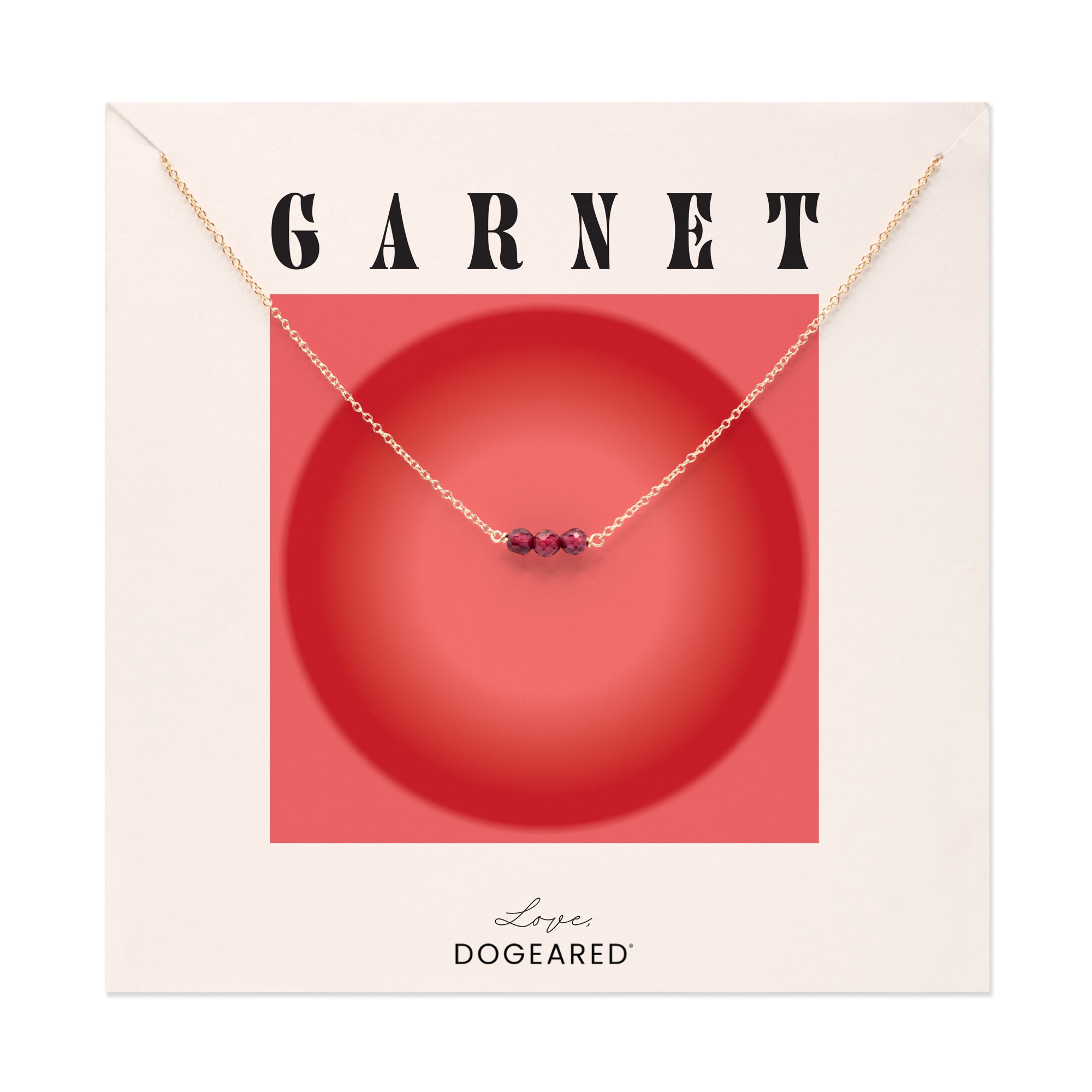January Birthstone Three Gem Necklace with Faceted Garnets