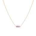 February Birthstone Three Gem Necklace with Faceted Amethyst